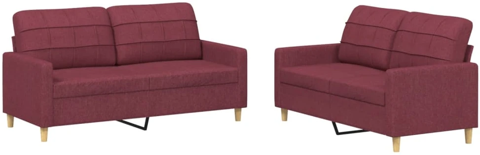 Sofa Sofos komplektas su pagalvėlėmis, 2 dalių, vyno, audinys