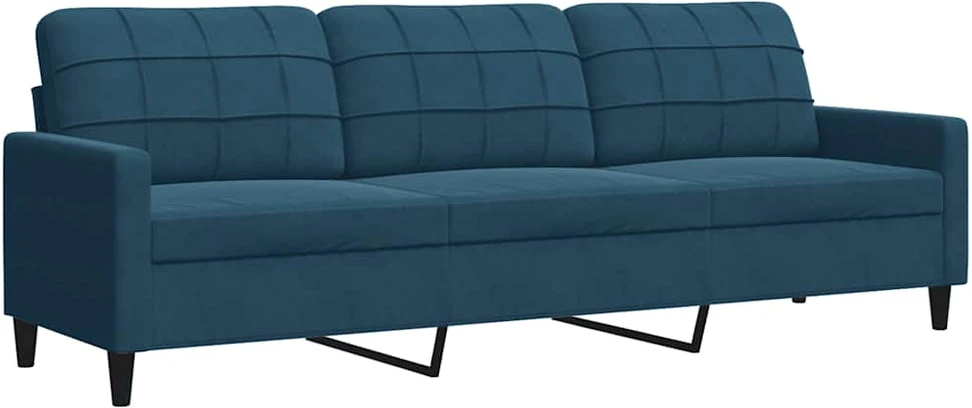 Sofa Sofos komplektas su pagalvėlėmis, 2 dalių, mėlynas, aksomas