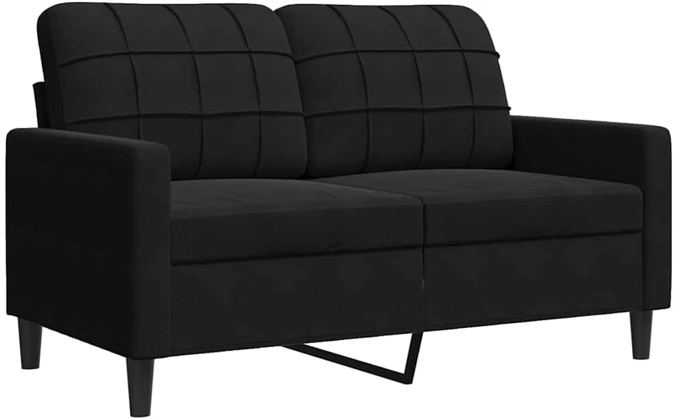 Sofa Sofos komplektas su pagalvėlėmis, 2 dalių, juodas, aksomas