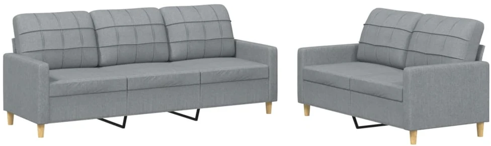 Sofa Sofos komplektas su pagalvėlėmis, 2 dalių, pilkas, audinys