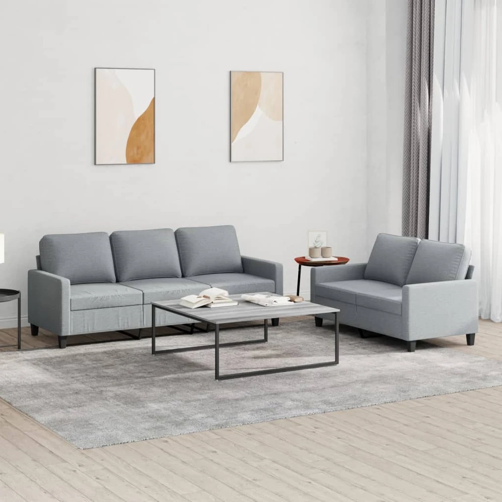 Sofa Sofos komplektas su pagalvėlėmis, 2 dalių, pilkas, audinys