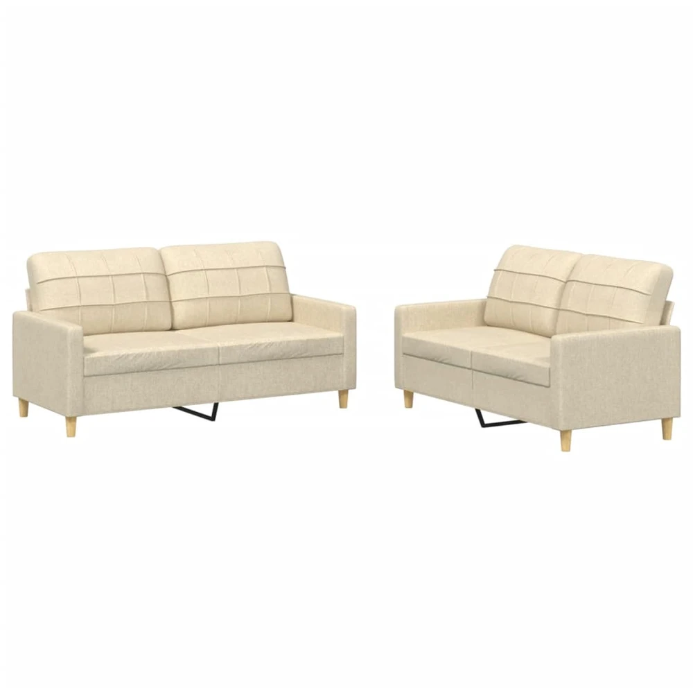 Sofa Sofos komplektas su pagalvėlėmis, 2 dalių, kreminis, audinys