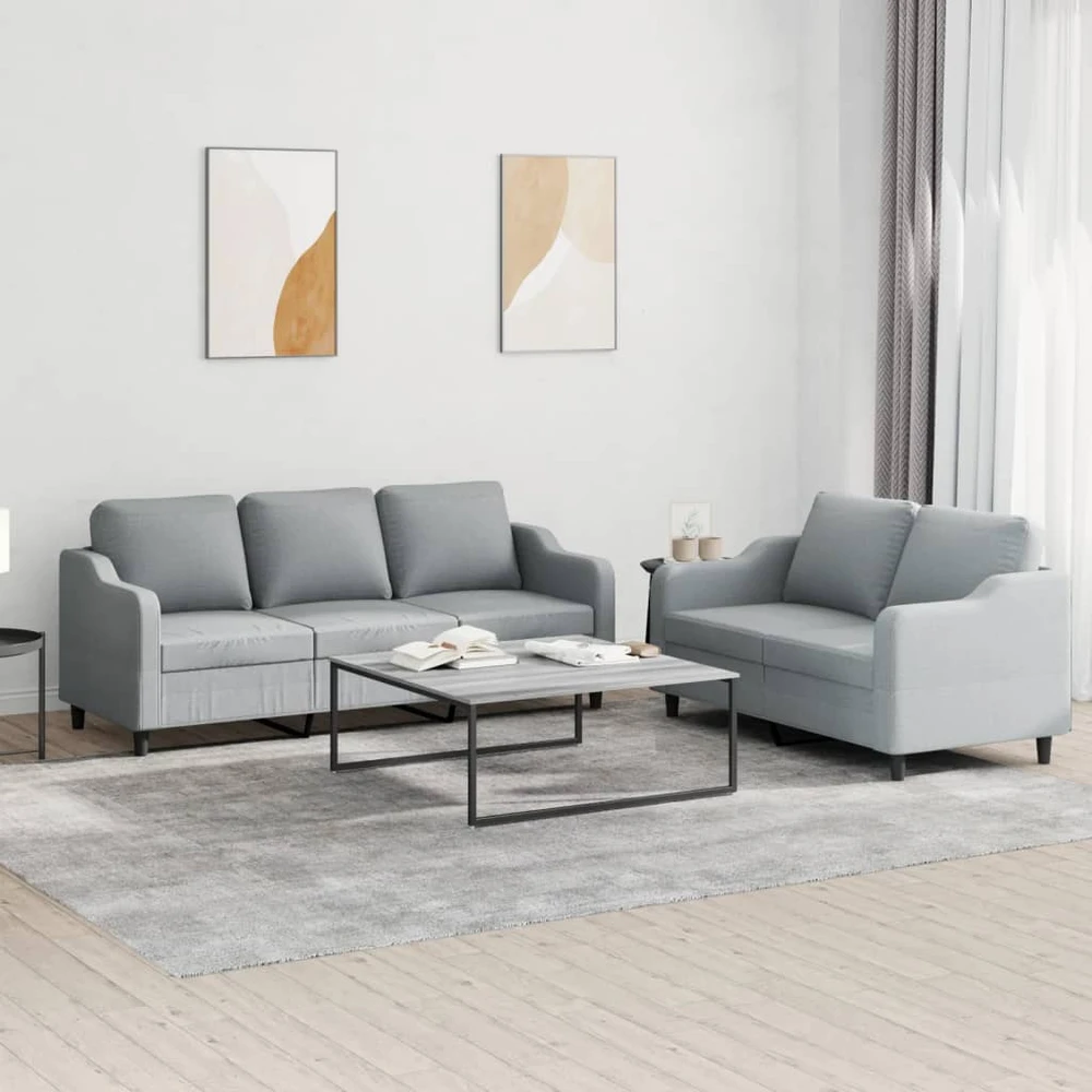 Sofa Sofos komplektas su pagalvėlėmis, 2 dalių, pilkas, audinys