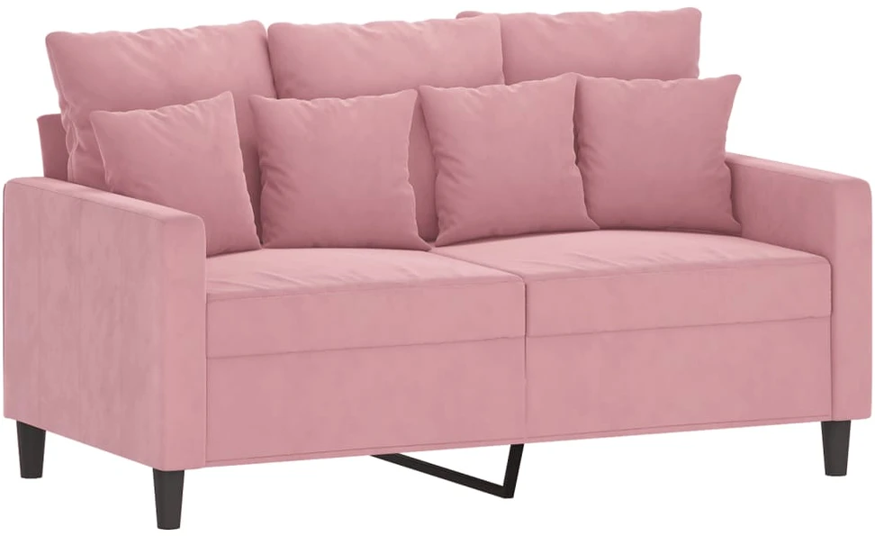 Sofa Sofos komplektas su pagalvėlėmis, 2 dalių, rožinis, aksomas