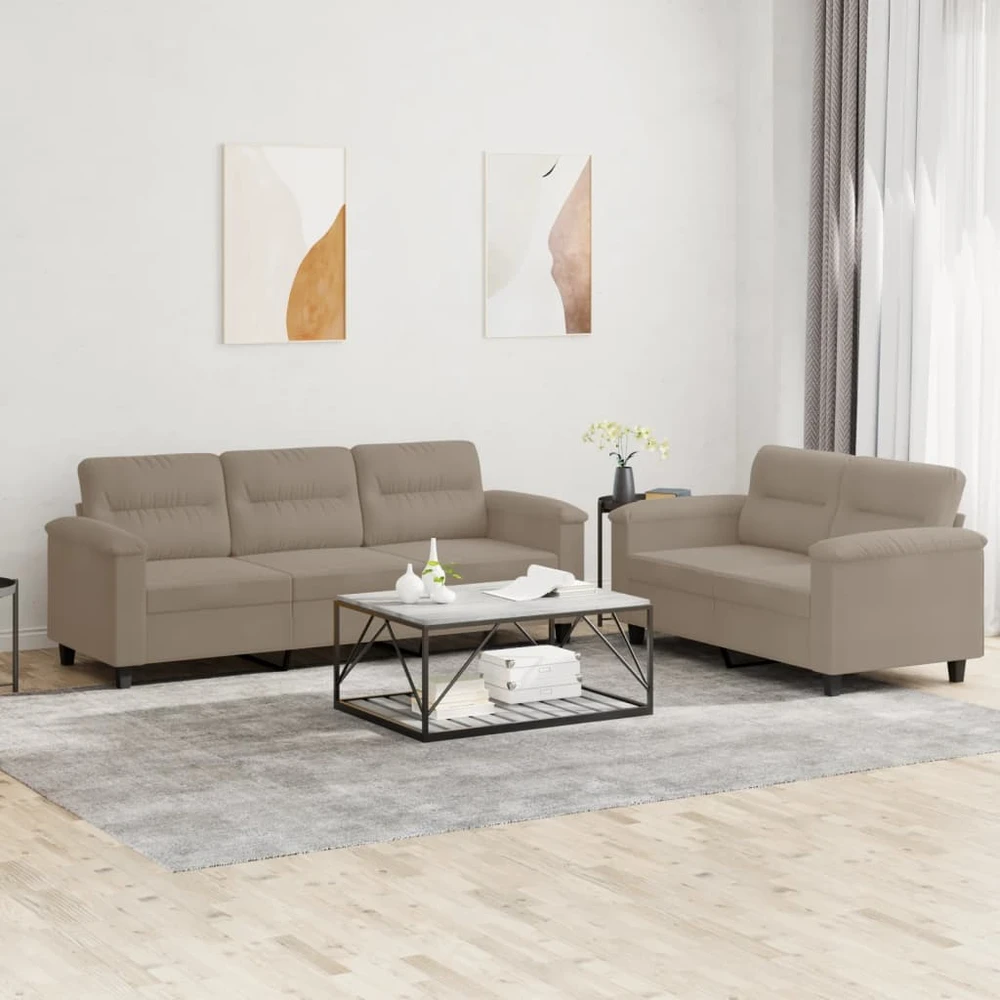 Sofa Sofos komplektas su pagalvėlėmis, 2 dalių, taupe, audinys