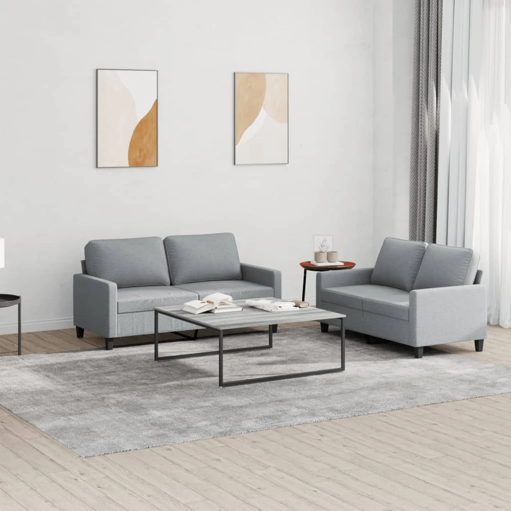 Sofa Sofos komplektas su pagalvėlėmis, 2 dalių, pilkas, audinys