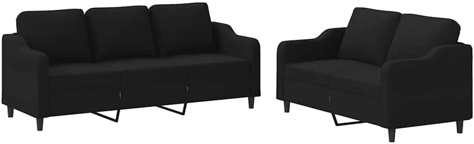 Sofa Sofos komplektas su pagalvėlėmis, 2 dalių, juodas, audinys