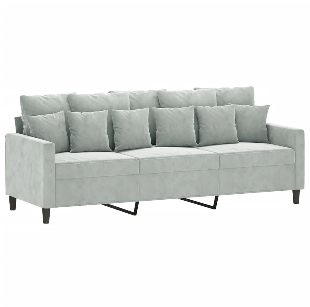 Sofa Sofos komplektas su pagalvėlėmis, 2 dalių, pilkas, aksomas