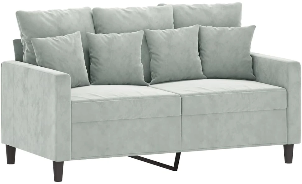 Sofa Sofos komplektas su pagalvėlėmis, 2 dalių, pilkas, aksomas
