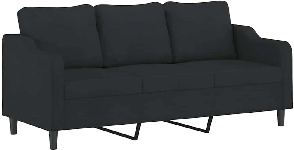 Sofa Sofos komplektas su pagalvėlėmis, 2 dalių, juodas, audinys