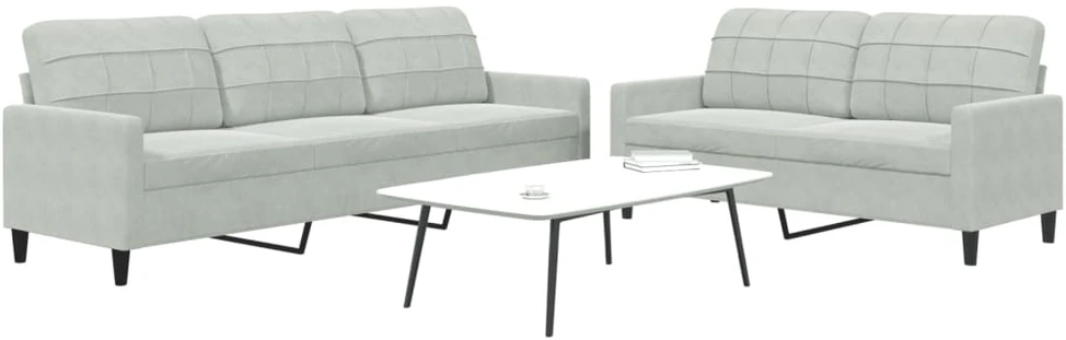 Sofa Sofos komplektas su pagalvėlėmis, 2 dalių, pilkas, aksomas