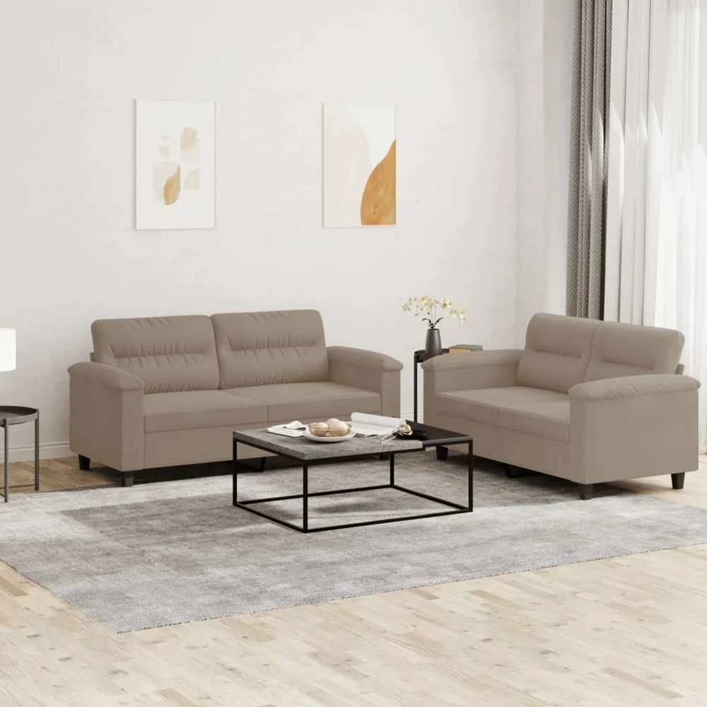 Sofa Sofos komplektas su pagalvėlėmis, 2 dalių, taupe, audinys