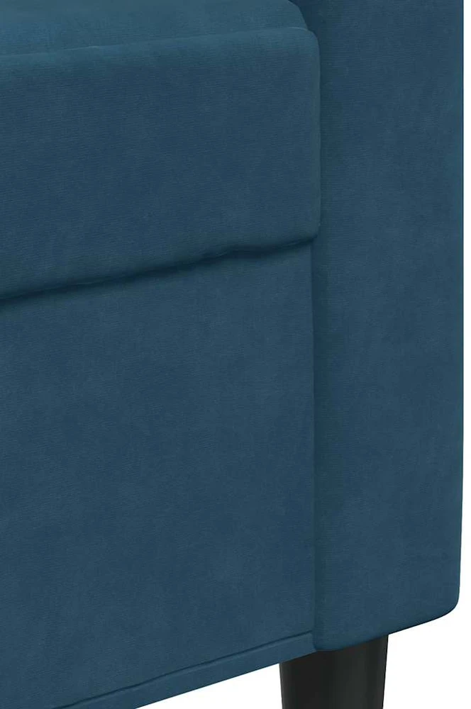 Sofa Sofos komplektas su pagalvėlėmis, 2 dalių, mėlynas, aksomas
