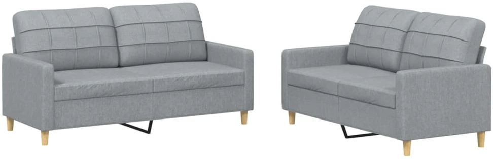 Sofa Sofos komplektas su pagalvėlėmis, 2 dalių, pilkas, audinys