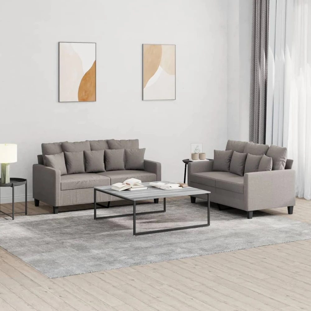 Sofa Sofos komplektas su pagalvėlėmis, 2 dalių, taupe, audinys