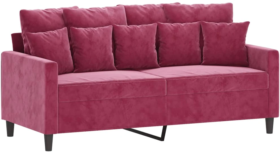 Sofa Sofos komplektas su pagalvėlėmis, 2 dalių, vyno, aksomas