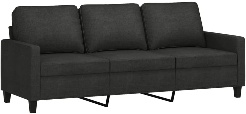 Sofa Sofos komplektas su pagalvėlėmis, 2 dalių, juodas, audinys