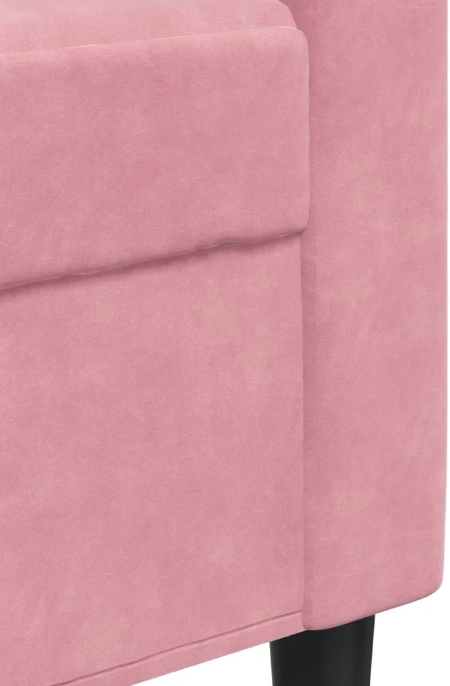 Sofa Sofos komplektas su pagalvėlėmis, 2 dalių, rožinis, aksomas