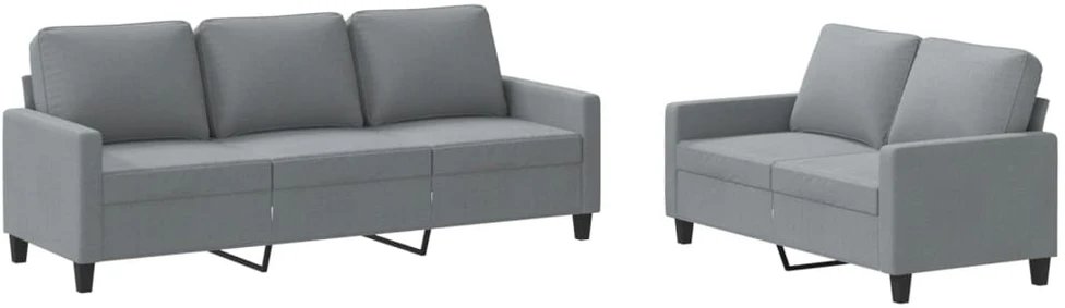 Sofa Sofos komplektas su pagalvėlėmis, 2 dalių, pilkas, audinys