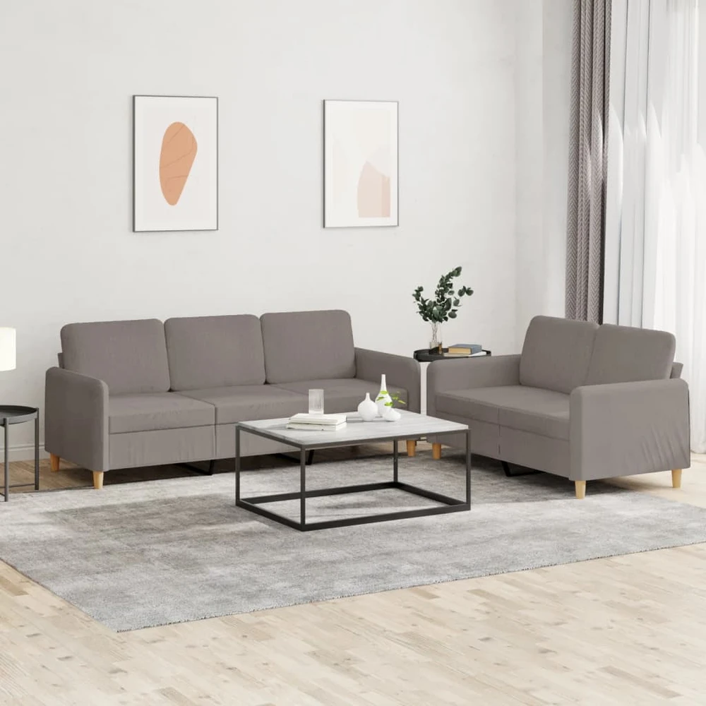 Sofa Sofos komplektas su pagalvėlėmis, 2 dalių, taupe, audinys