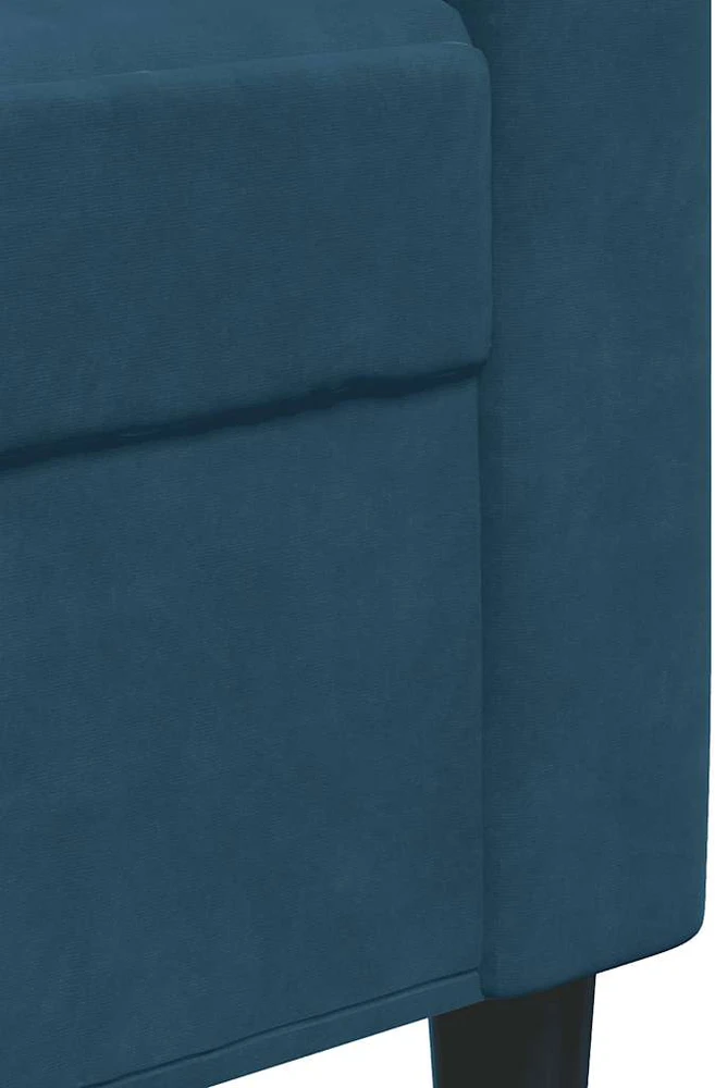 Sofa Sofos komplektas su pagalvėlėmis, 2 dalių, mėlynas, aksomas
