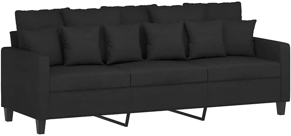 Sofa Sofos komplektas su pagalvėlėmis, 2 dalių, juodas, audinys
