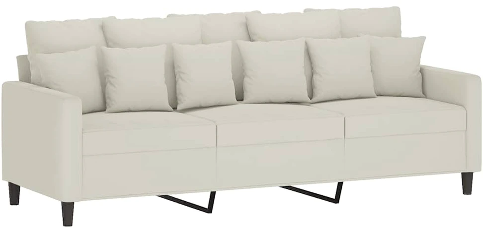 Sofa Sofos komplektas su pagalvėlėmis, 2 dalių, kreminis, aksomas