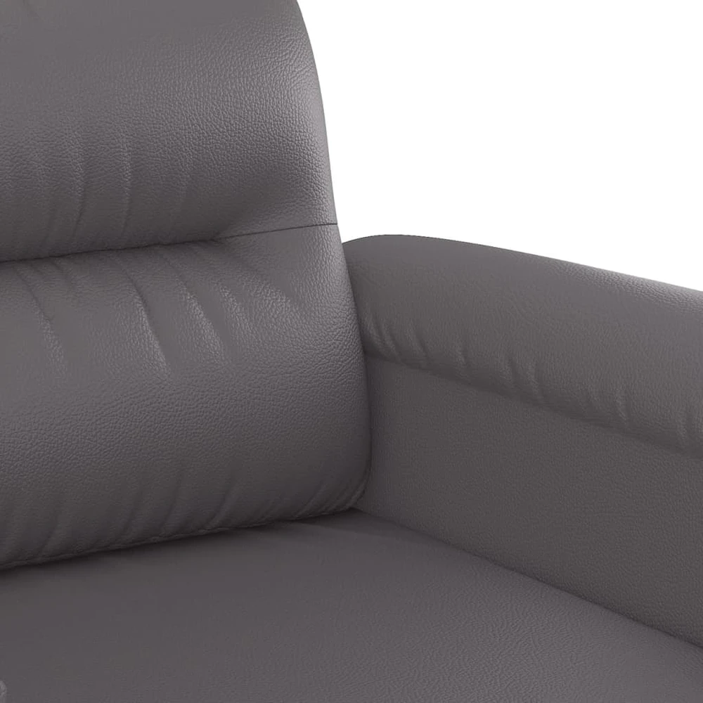 Sofa Sofos komplektas su pagalvėlėmis, 2 dalių, pilkas, dirbtinė oda