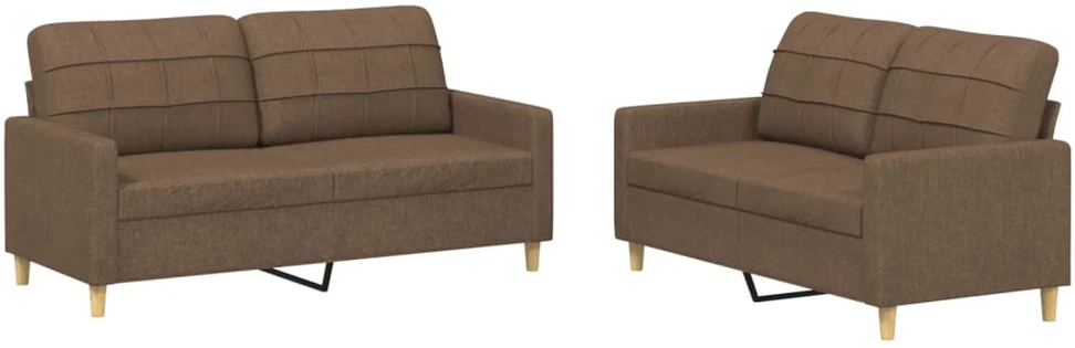 Sofa Sofos komplektas su pagalvėlėmis, 2 dalių, rudas, audinys