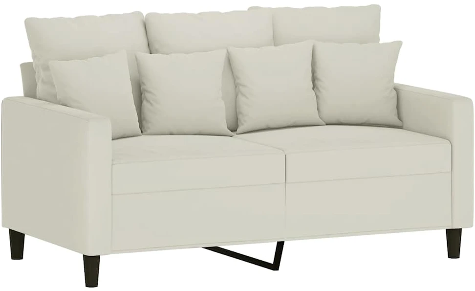 Sofa Sofos komplektas su pagalvėlėmis, 2 dalių, kreminis, aksomas