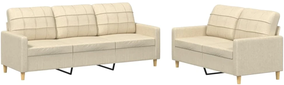 Sofa Sofos komplektas su pagalvėlėmis, 2 dalių, kreminis, audinys