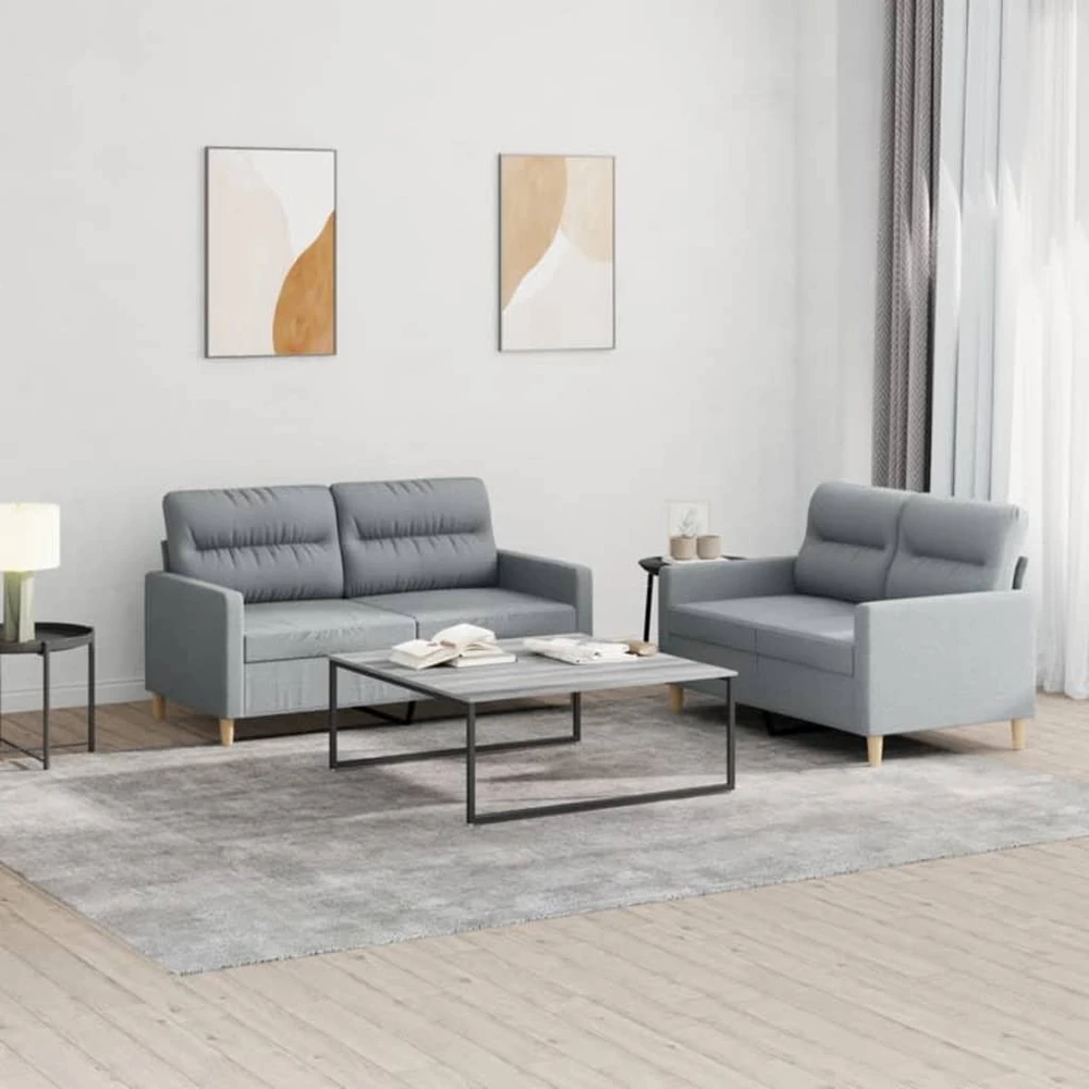 Sofa Sofos komplektas su pagalvėlėmis, 2 dalių, pilkas, audinys
