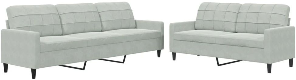 Sofa Sofos komplektas su pagalvėlėmis, 2 dalių, pilkas, aksomas