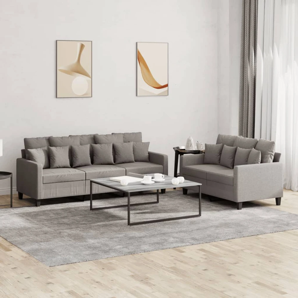 Sofa Sofos komplektas su pagalvėlėmis, 2 dalių, taupe, audinys