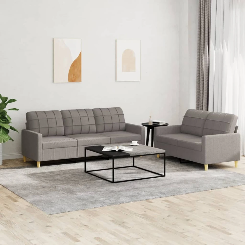 Sofa Sofos komplektas su pagalvėlėmis, 2 dalių, taupe, audinys