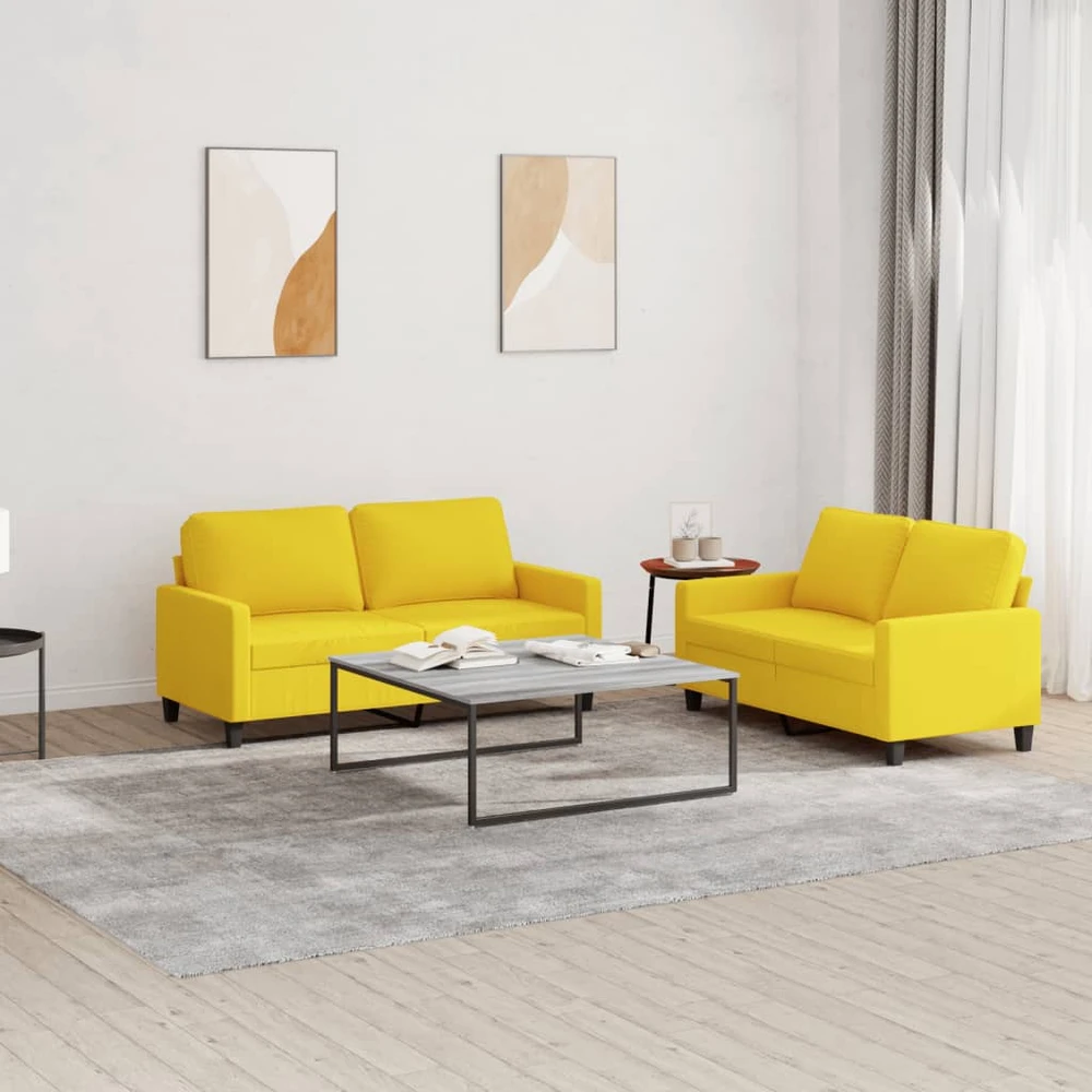 Sofa Sofos komplektas su pagalvėlėmis, 2 dalių, geltonas, audinys