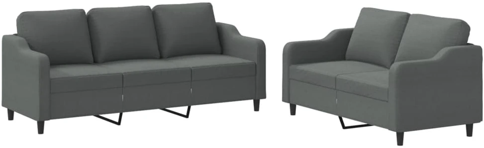 Sofa Sofos komplektas su pagalvėlėmis, 2 dalių, pilkas, audinys