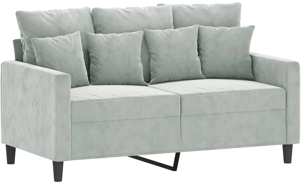 Sofa Sofos komplektas su pagalvėlėmis, 2 dalių, pilkas, aksomas