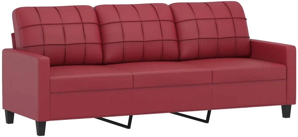 Sofa Sofos komplektas su pagalvėlėmis, 2 dalių, vyno, dirbtinė oda