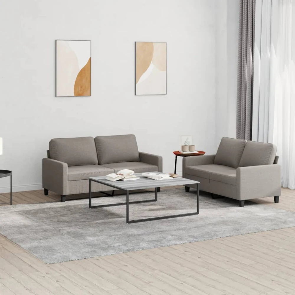 Sofa Sofos komplektas su pagalvėlėmis, 2 dalių, taupe, audinys