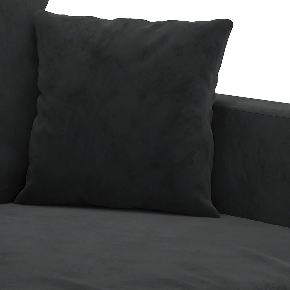 Sofa Sofos komplektas su pagalvėlėmis, 2 dalių, juodas, aksomas