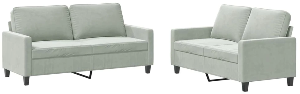 Sofa Sofos komplektas su pagalvėlėmis, 2 dalių, pilkas, aksomas