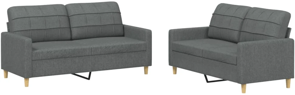 Sofa Sofos komplektas su pagalvėlėmis, 2 dalių, pilkas, audinys