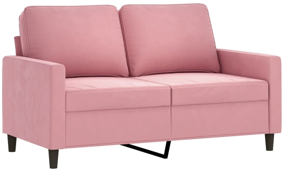 Sofa Sofos komplektas su pagalvėlėmis, 2 dalių, rožinis, aksomas
