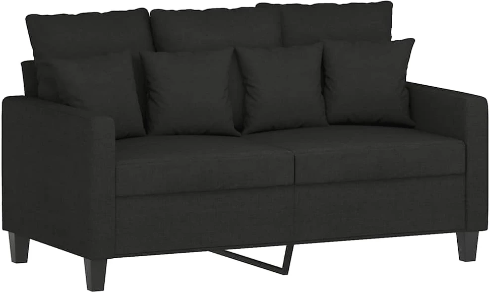 Sofa Sofos komplektas su pagalvėlėmis, 2 dalių, juodas, audinys