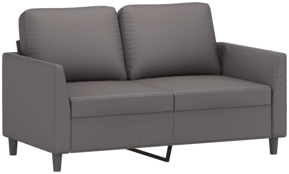 Sofa Sofos komplektas su pagalvėlėmis, 2 dalių, pilkas, dirbtinė oda