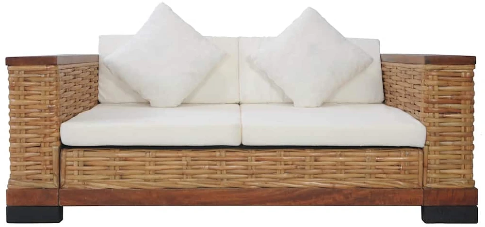 Sofa Sofos komplektas su pagalvėlėmis, 2d., rudos sp., nat. ratanas