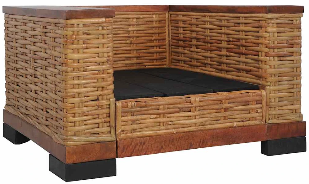 Sofa Sofos komplektas su pagalvėlėmis, 2d., rudos sp., nat. ratanas