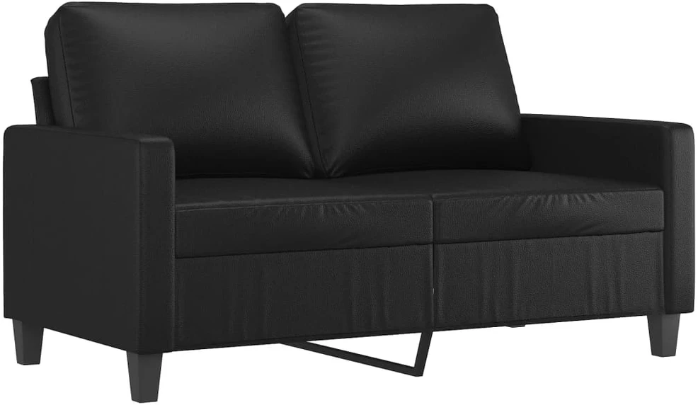 Sofa Sofos komplektas su pagalvėlėmis, 3 dalių, juodas, dirbtinė oda