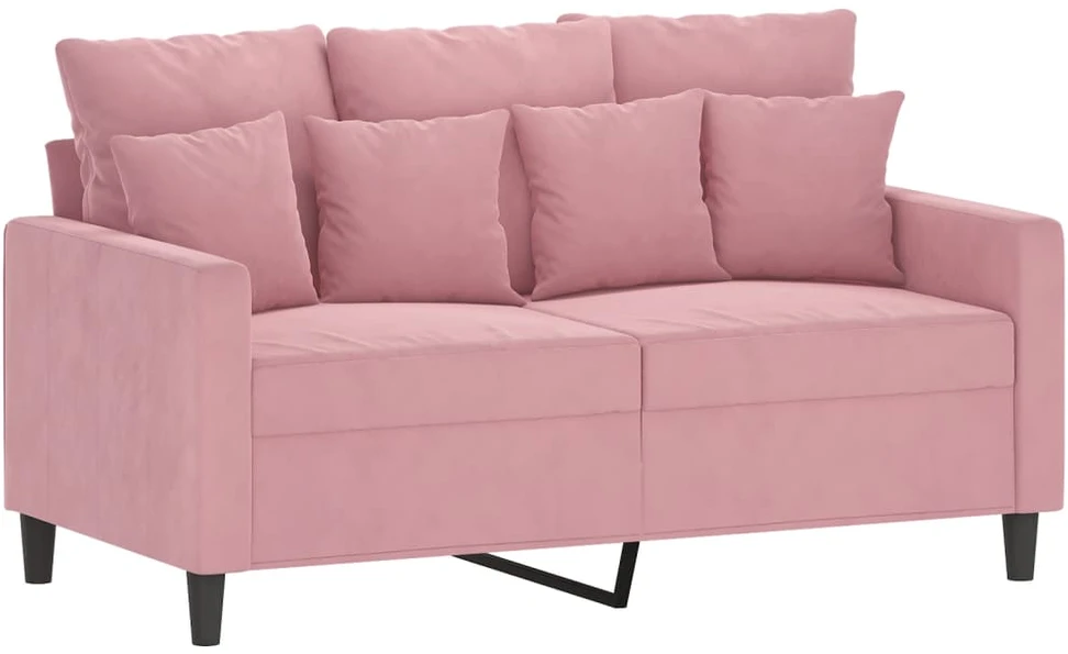 Sofa Sofos komplektas su pagalvėlėmis, 3 dalių, rožinis, aksomas